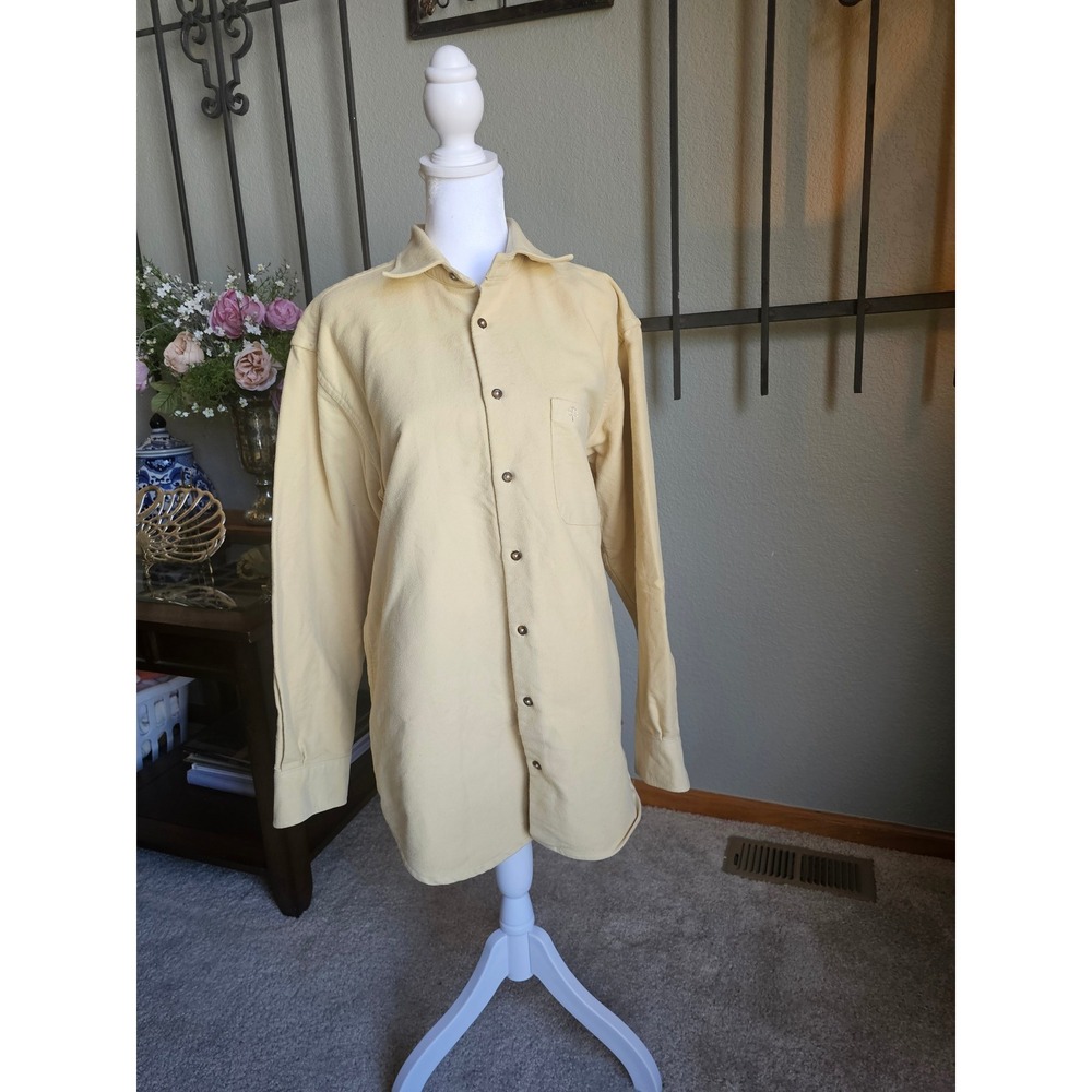 Mulberry Team Men's Vintage 100% Cotton Button-Up Shirt Light Khaki Size L